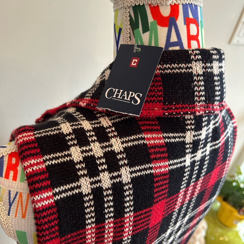 NWT Chaps 100% Cotton Red and Black Plaid Vest with Zipper - Picture 6 of 10